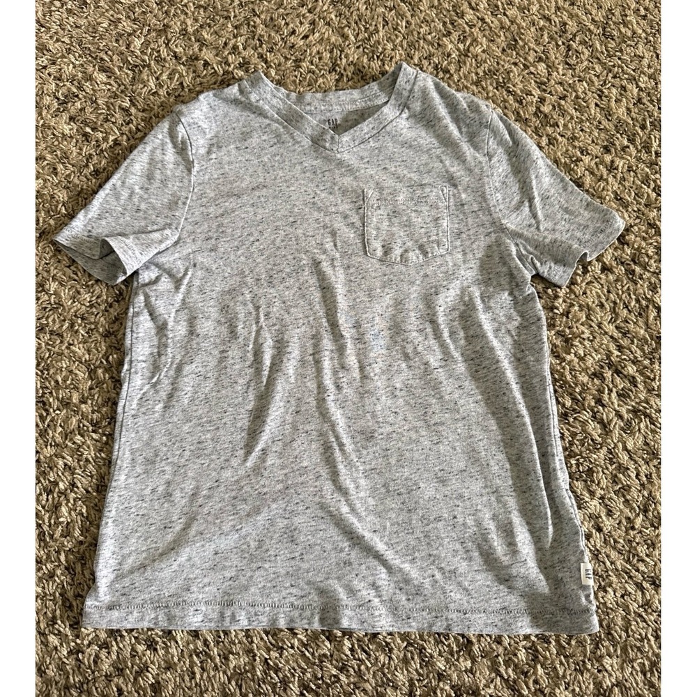 Gap Boys Gray V-Neck‎ Front Pocket Short Sleeve Tee Size Small